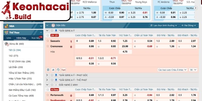 Trải nghiệm cược live trong các trận bóng đá